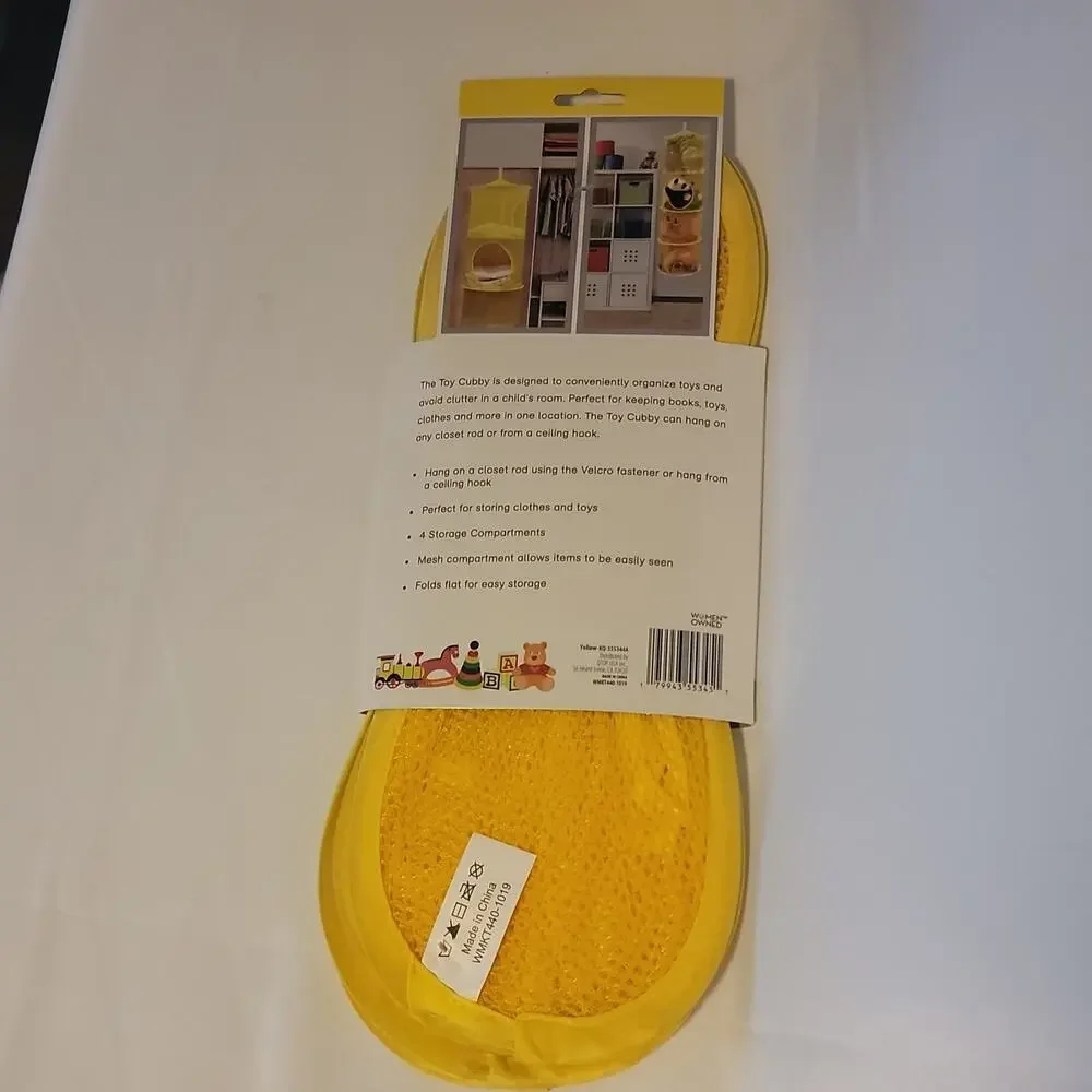 Toy Cubby 4 Compartment Mesh Toy Storage Clothing Storage Yellow 11.2 x 45